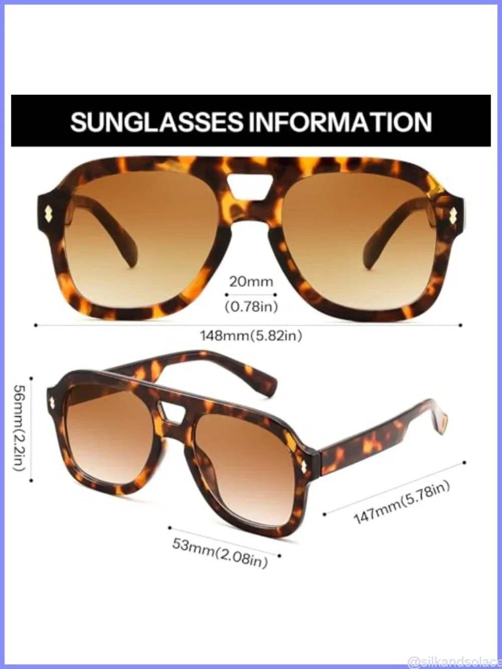 Retro Thick Aviator Sunglasses Square Pilot Full Frame UV Protection